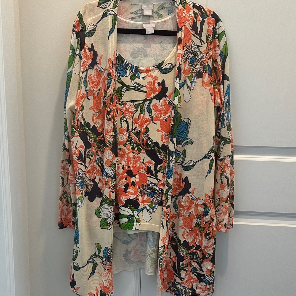 Chico's Vibrant Floral Knit Set